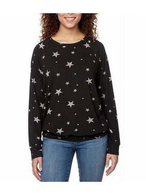 Buffalo David Bitton Black Crewneck with Silver Star Print